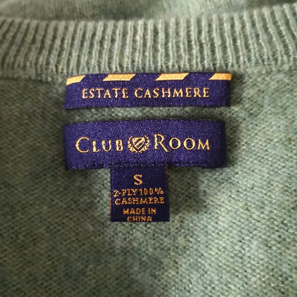Charter Club 100% Cashmere Classic V Neck Men's Sweater Green Size S - Picture 5 of 5